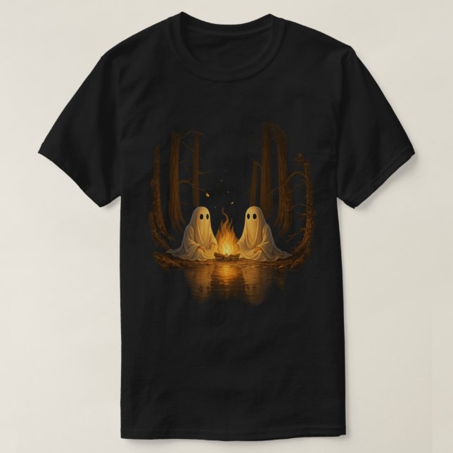 T-shirt Éffrayant Feu de Feu de Feu de nuit Art - Hallowee (Design devant)