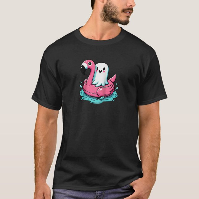 T-shirt éffrayant flamingo fantôme Piscine amusante Éffray (Devant)
