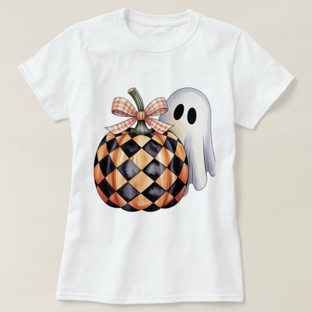 T-shirt Éffrayant Ghost Peek Halloween T-Shirt, Checkere (Design devant)