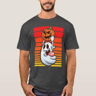 T-shirt Éffrayant Ghost Retro Halloween Costume Hommes Fem