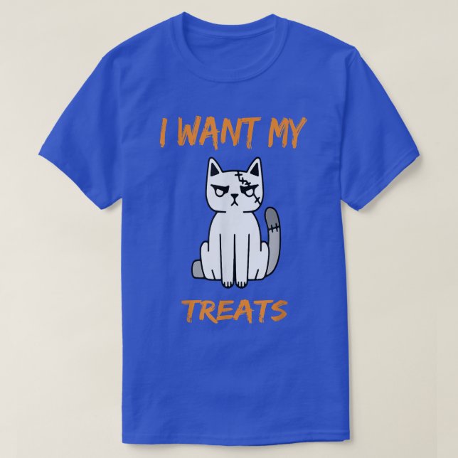 T-SHIRT ÉFFRAYANT GHOST ZOMBIE CAT HALLOWEEN COSTUME JE VE (Design devant)
