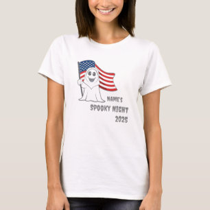 T-shirt Éffrayant Grim Reaper USA Drapeau Halloween Nuit É