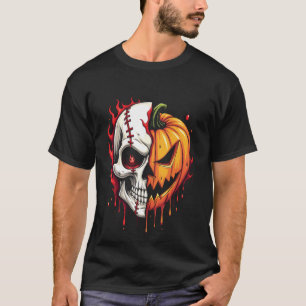 T-shirt Éffrayant Halloween Sleleton Citrouille Pastel Got