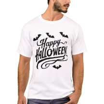 T-shirt éffrayant "Happy Halloween" avec chauves-s