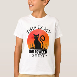 T-shirt éffrayant pour enfants de chat noir