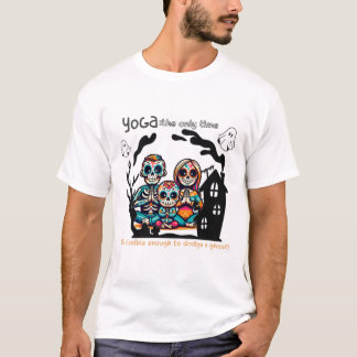 T-shirt Éffrayant Yoga Squelette Famille
