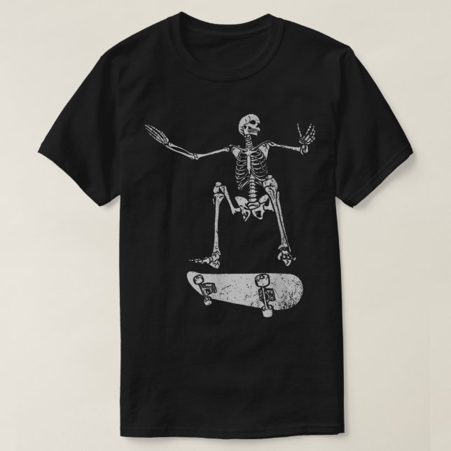 T-shirt Éffrayante fête d'Halloween - Skateboard skeleton  (Design devant)