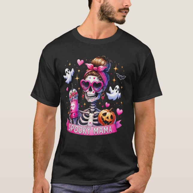T-shirt Éffrayante Mama Skeleton Maman Coffee Jack-o'-lant (Devant)