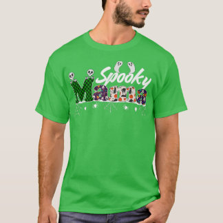 T-shirt Éffrayante maman Femme Green Plaid Witch Maman Hal
