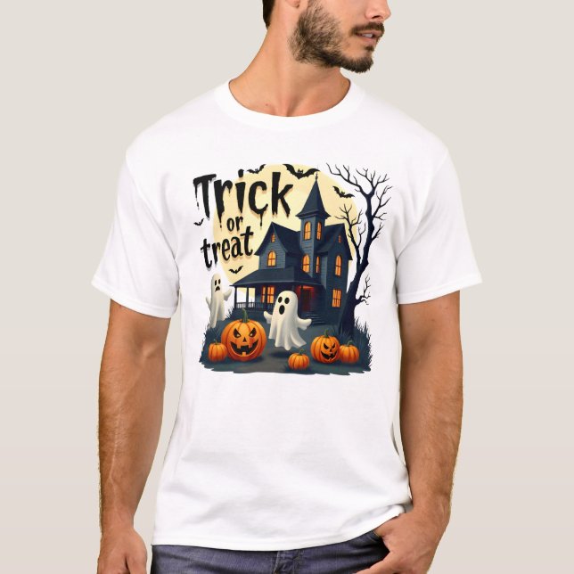 T-shirt Éffrayante nuit d'Halloween sur la scène de la mai (Devant)