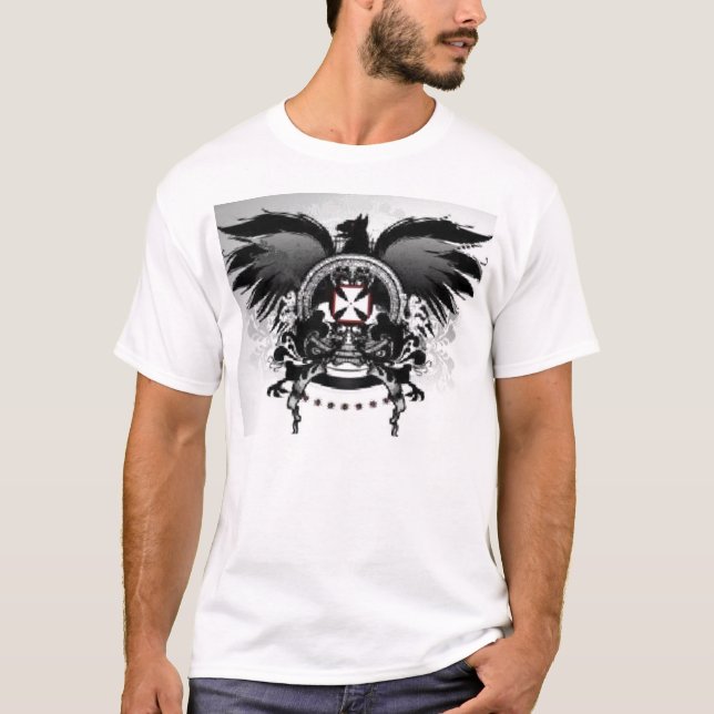T-shirt effréné de lion de croix de fer d'aile - (Devant)