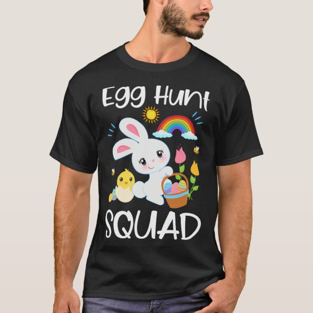 T-shirt Egg Hunt Squad Cute Quote Easter Bunny Baby Chick  (Devant)