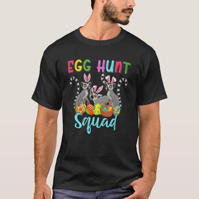 T-shirt Egg Hunt Squad Three Easter Bunny Lemurs Hunting E (Devant)