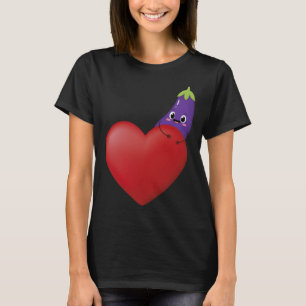 T-shirt Eggplant Drôle Avec Gros Coeur Fruit Vega