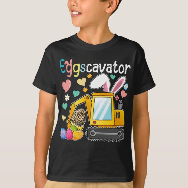 T-shirt Eggscavator Excavator Chasse aux oeufs de Pâques (Devant)