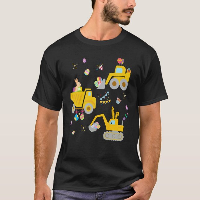 T-shirt EggsCavator Excavator Hunting Egg Easter Construct (Devant)