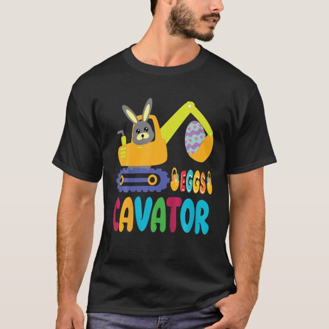 T-shirt Eggscavator Happy Pâques drôle Excavateur Chasse E (Devant)
