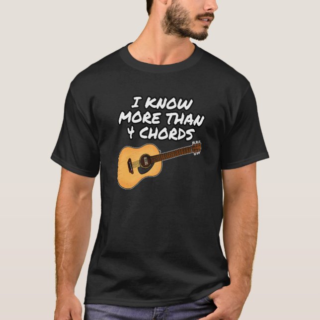 T-shirt Eglise Guitariste Je Connais Plus De 4 Chords (Devant)