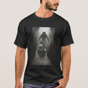 T-shirt Égoportrait de poulet avec loup-garou drôle