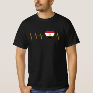 T-shirt Égypte Heartbeat I Love Egypt Flag Heart Pride