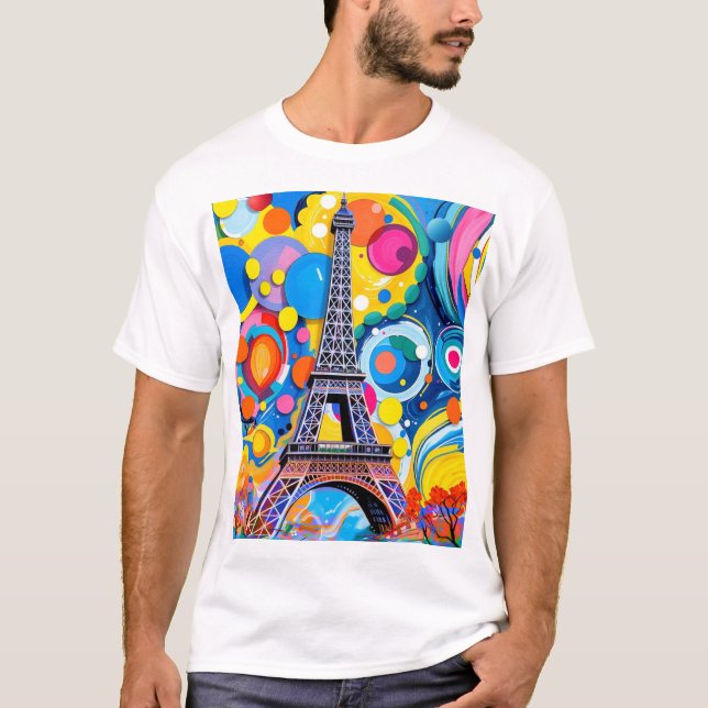 T-shirt Eiffel Tower Pop Art (Devant)