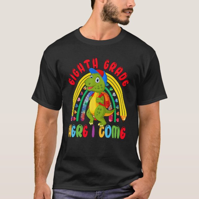 T-shirt Eighth Grade Costume Rex Student Rainbow Back To S (Devant)