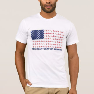 T-shirt EKG ECG lignes drapeau américain Heartbeat de l'Am