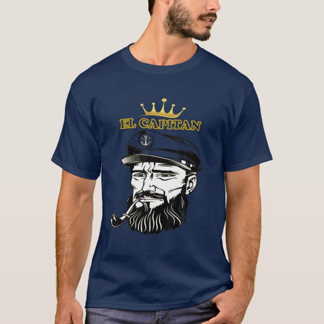 T-shirt El Capitan Anchor Pontoon Boat Captain Skipper. (Devant)