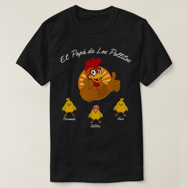 T-shirt El Papa De Los Pollitos, Cadeau pour papa du jeu  (Design devant)