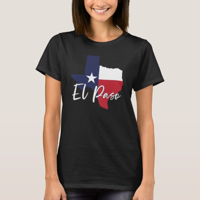T-shirt El Paso, Texas Drapeau Carte Femmes Noir (Devant)