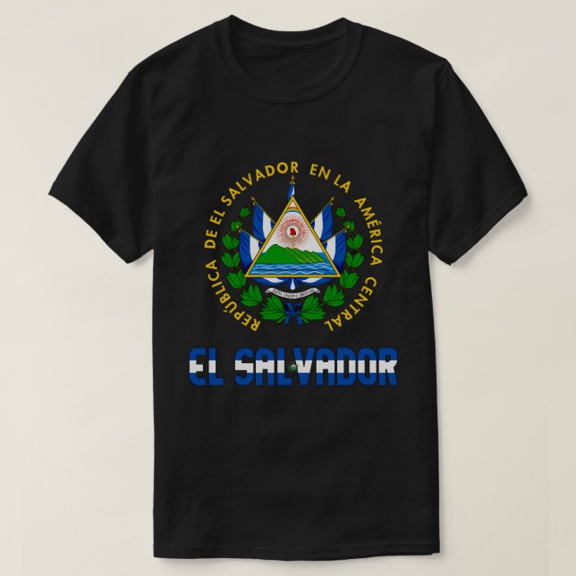 T-shirt El Salvador Drapeau et blason Patriotique (Design devant)