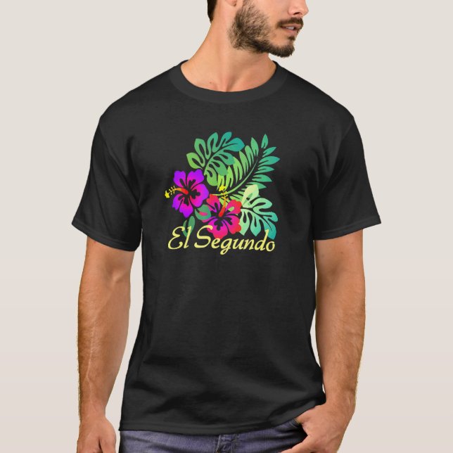 T-shirt El Segundo Beach Surf tropical à fleurs Vacay (Devant)