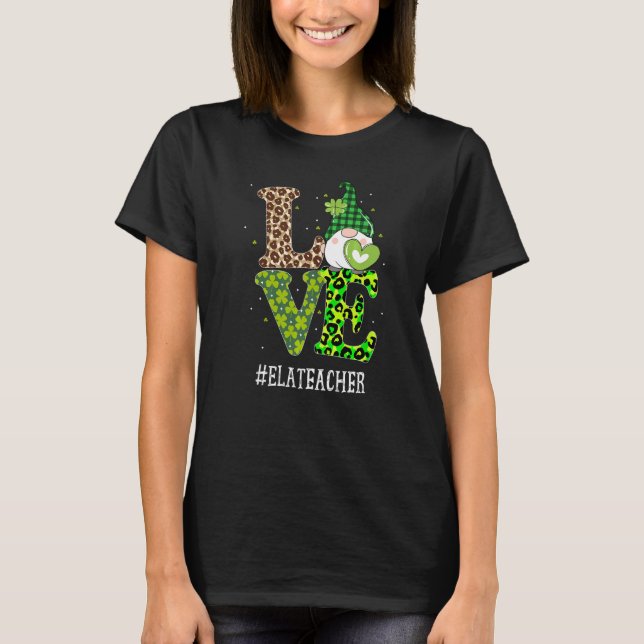 T-shirt ELA Enseignant Aimer Jour de la Saint Patrick Gnom (Devant)