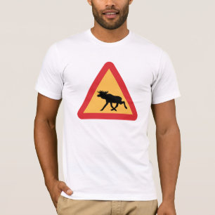T-shirt Élans de précaution, poteau de signalisation,