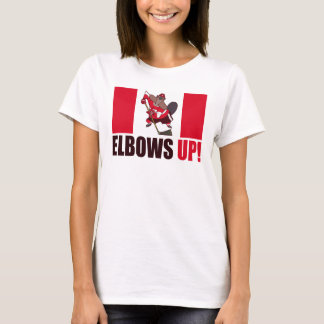 T-shirt Elbows Up Citation Hockey Jouer Beaver Drapeau