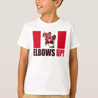 T-shirt Elbows Up Citation Hockey Jouer Beaver Drapeau