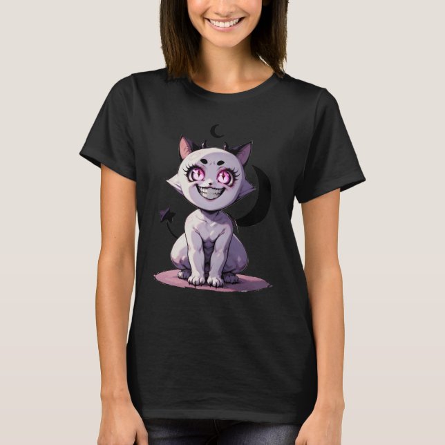 T-shirt Eldritch Horror Cute Kitten Demon Art (Devant)