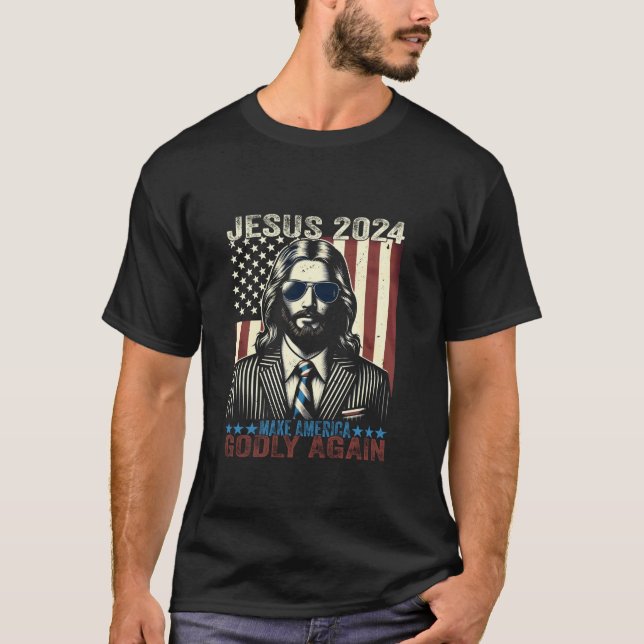 T-shirt Élection amusante Jésus 2024 Rendre l'Amérique à n (Devant)