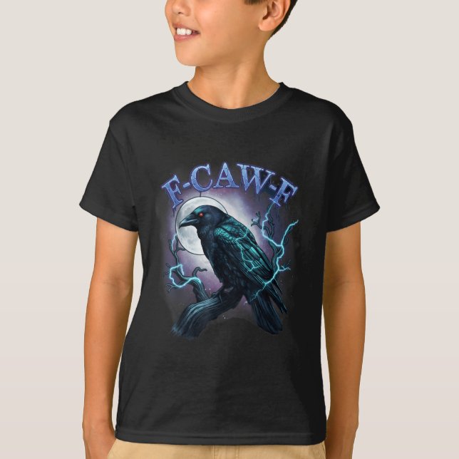 T-shirt Electric Raven F-caw-f Halloween Moon  (Devant)