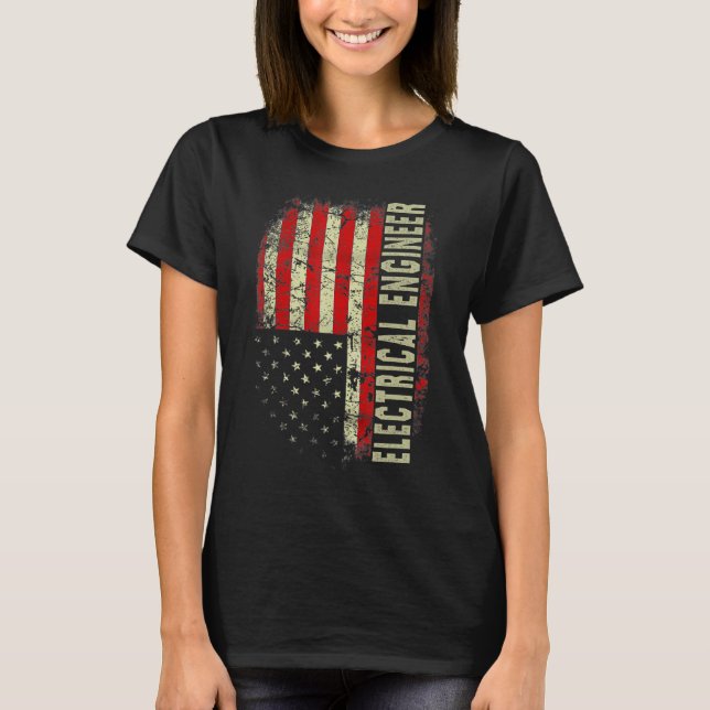 T-shirt Electrical Engineer 4th July US Flag Patriotic Eng (Devant)