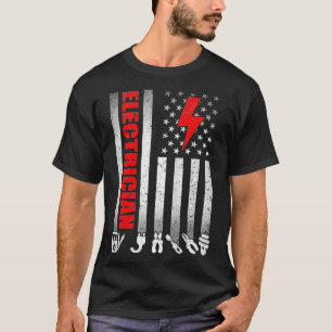 T-shirt Electrician Engineer USA American Flag Fête des pè