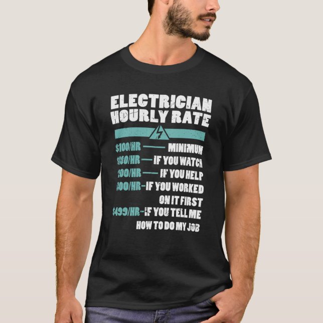 T-shirt Electrician Hourly Rate Electricity Electrician Fu (Devant)