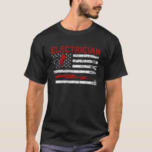 T-shirt Electrician USA Flag Tension Lineman Circuit Cable