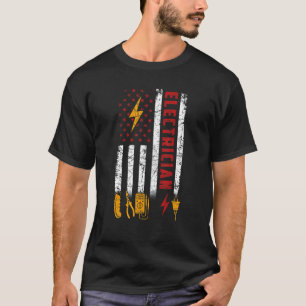 T-shirt Electricien Patriotique Américain Drapeau Electric