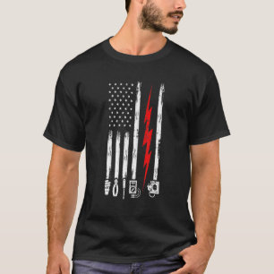 T-shirt Électricien Us Drapeau Avec Outils