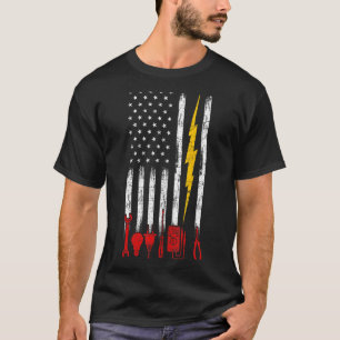 T-shirt Électricien Us Outils Drapeau Pour Électriciens