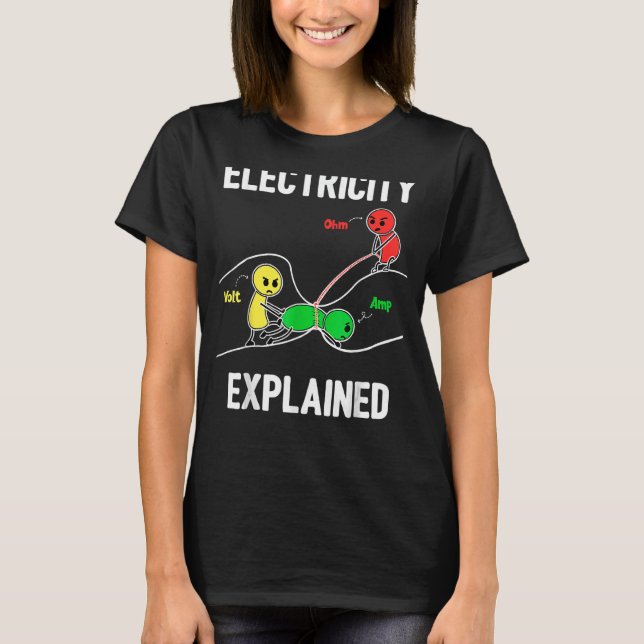 T-shirt Electricité Expliqué Ohm Volt Ampere Electricien (Devant)
