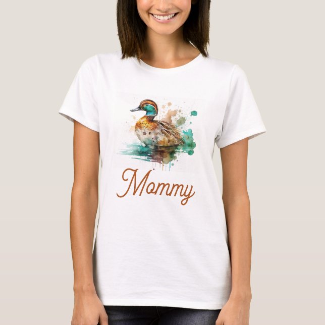 T-shirt Elégant Baby shower de canard de mer vert encadré (Devant)