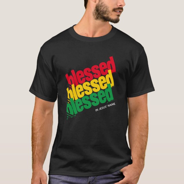 T-shirt Élégant BÉNÉFICIÉ Dans Le Nom De Jésus Christian (Devant)