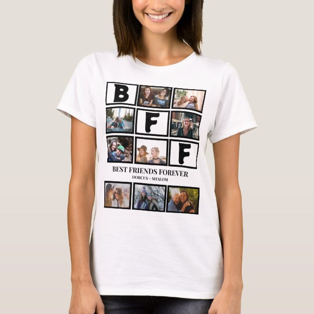 T-shirt Élégant BFF Meilleurs amis Forever 9 Collage photo (Devant)